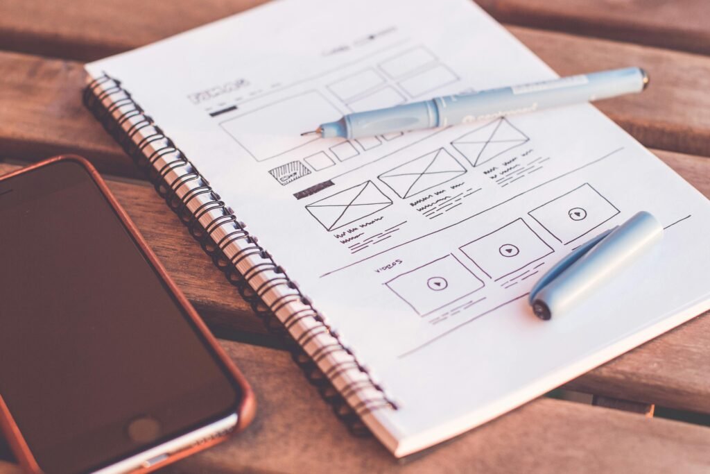 cuaderno con wireframes